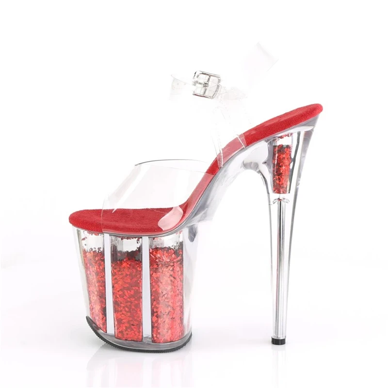 Rncksi 2025 Fashion Sexy Pole dancing Summer 20cm PVC Women Sandals Thin High Heels Sandals Slip-On Size 35-42