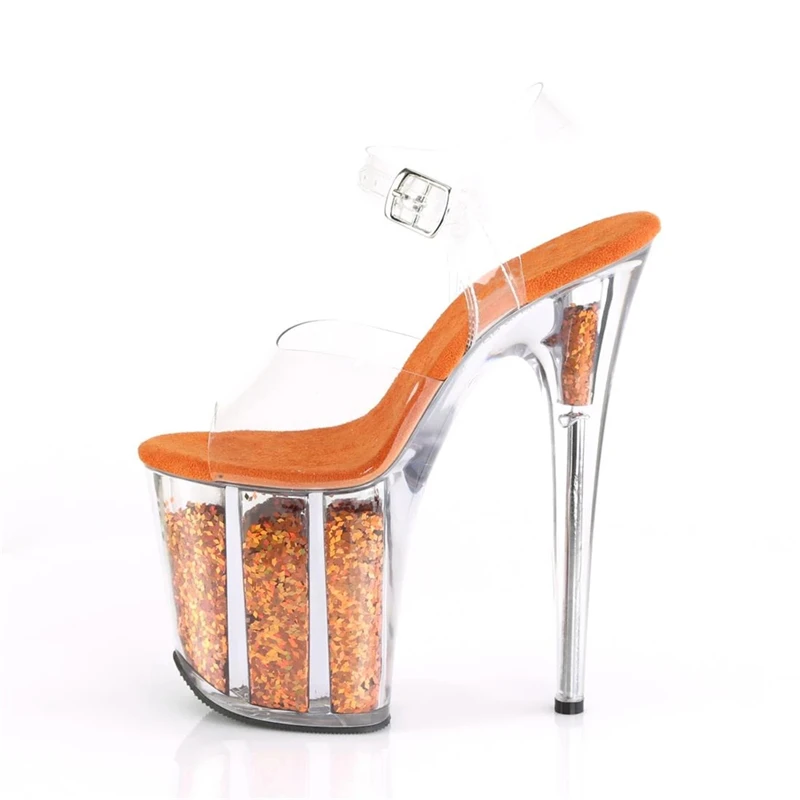 Rncksi 2025 Fashion Sexy Pole dancing Summer 20cm PVC Women Sandals Thin High Heels Sandals Slip-On Size 35-42