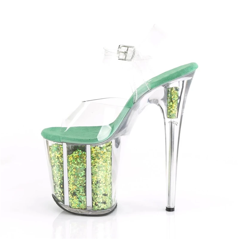 Rncksi 2025 Fashion Sexy Pole dancing Summer 20cm PVC Women Sandals Thin High Heels Sandals Slip-On Size 35-42