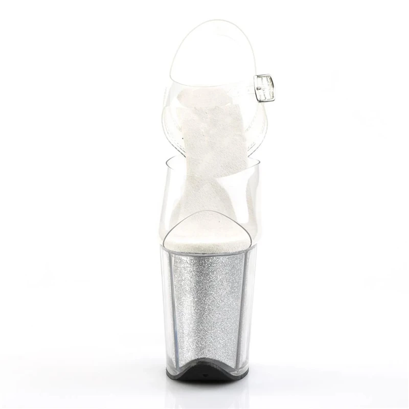 Rncksi 2025 Fashion Sexy Pole dancing Summer 20cm PVC Women Sandals Thin High Heels Sandals Slip-On Size 35-42