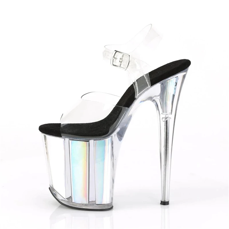 Rncksi 2025 Fashion Sexy Pole dancing Summer 20cm PVC Women Sandals Thin High Heels Sandals Slip-On Size 35-42