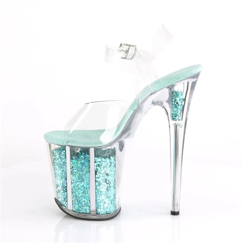 Rncksi 2025 Fashion Sexy Pole dancing Summer 20cm PVC Women Sandals Thin High Heels Sandals Slip-On Size 35-42