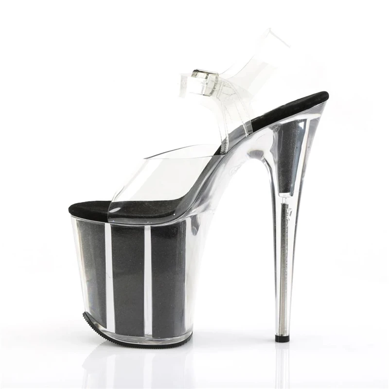 Rncksi 2025 Fashion Sexy Pole dancing Summer 20cm PVC Women Sandals Thin High Heels Sandals Slip-On Size 35-42