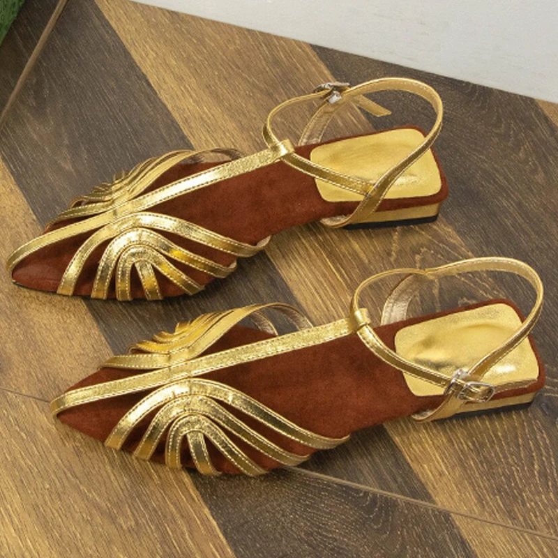T Strap Roman Cross Strap Slingback Sandals Women Low Heel Summer Open Back Hollow Out Ladies Casual Comfortable Shoes Sandalias