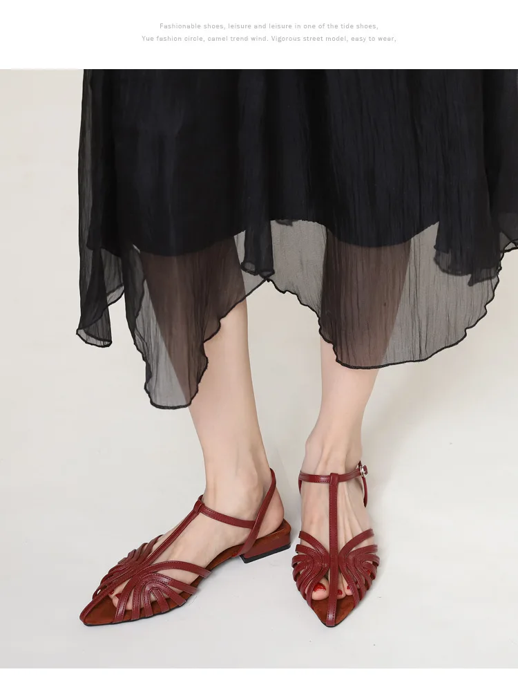 T Strap Roman Cross Strap Slingback Sandals Women Low Heel Summer Open Back Hollow Out Ladies Casual Comfortable Shoes Sandalias