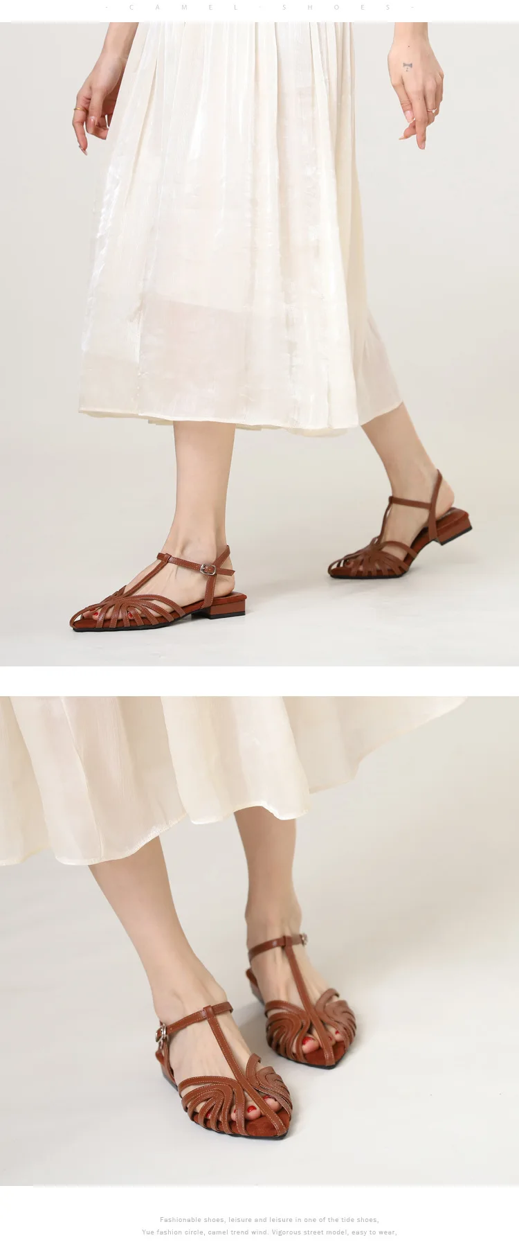 T Strap Roman Cross Strap Slingback Sandals Women Low Heel Summer Open Back Hollow Out Ladies Casual Comfortable Shoes Sandalias