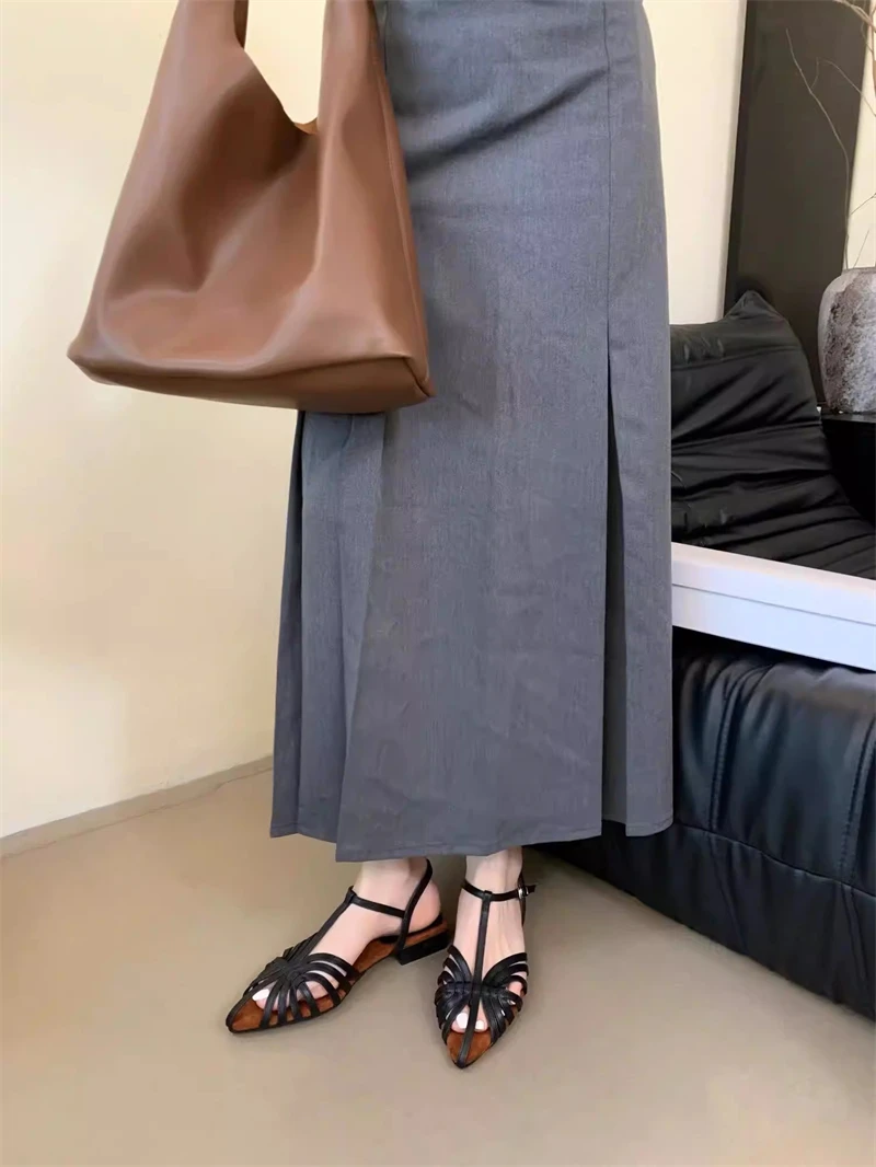 T Strap Roman Cross Strap Slingback Sandals Women Low Heel Summer Open Back Hollow Out Ladies Casual Comfortable Shoes Sandalias