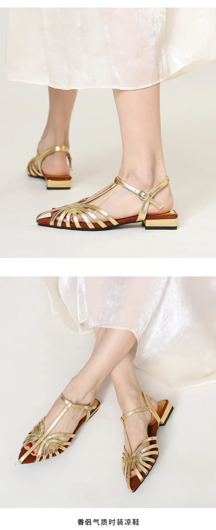 T Strap Roman Cross Strap Slingback Sandals Women Low Heel Summer Open Back Hollow Out Ladies Casual Comfortable Shoes Sandalias