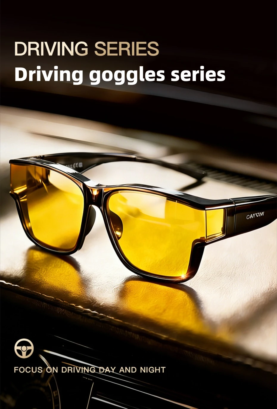 CAPONI Night Vision Men Sunglasses HUD Anti Glare Photochromic Day and Night Use Outdoor Driving Frame Cover Goggles BSYS36703