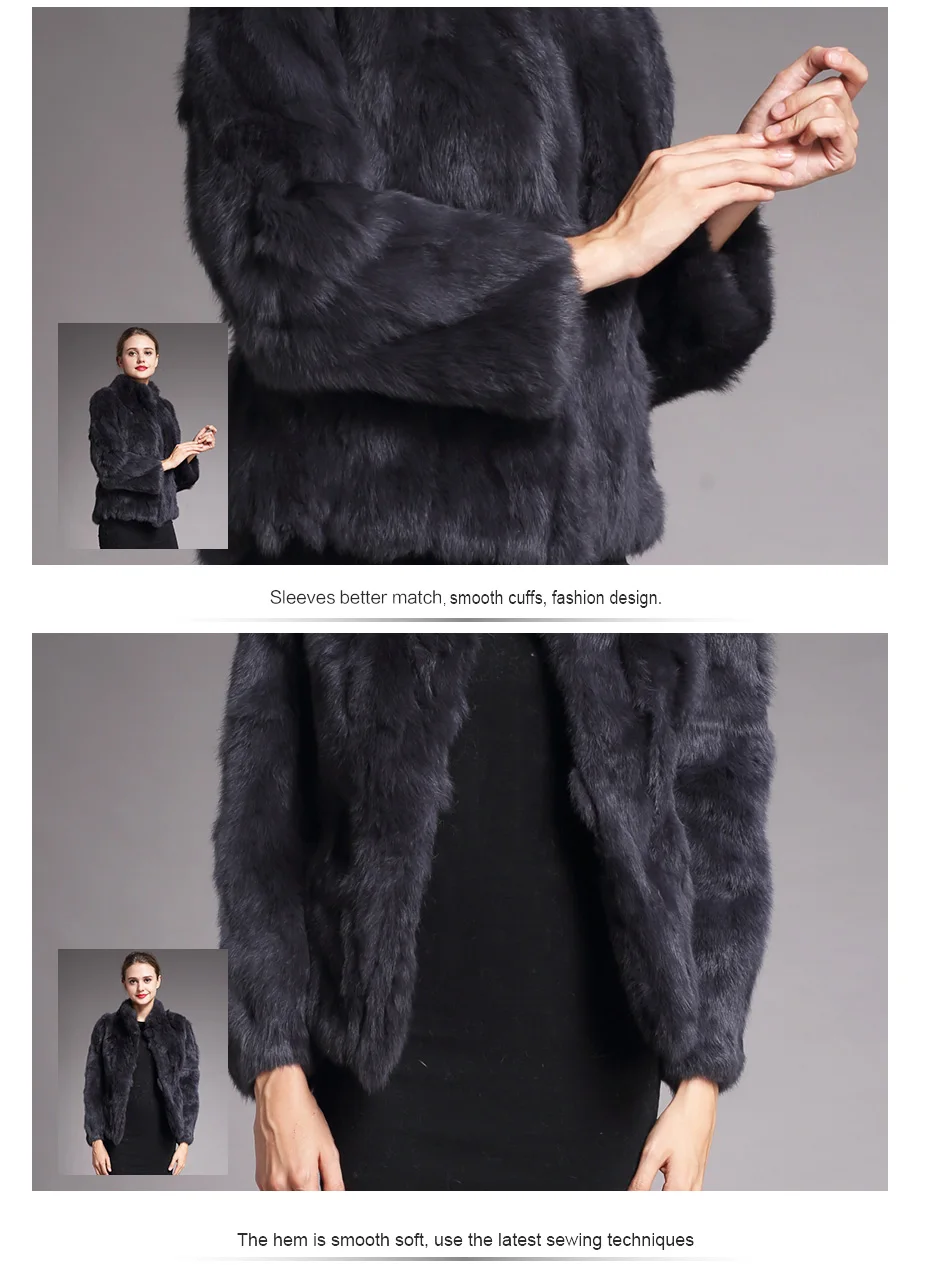Natural Rabbit Fur Coat Women Winter Jacket Real Leather And Fur Bolero Women's Clothing Female Outerwears With 2025 Black Cold