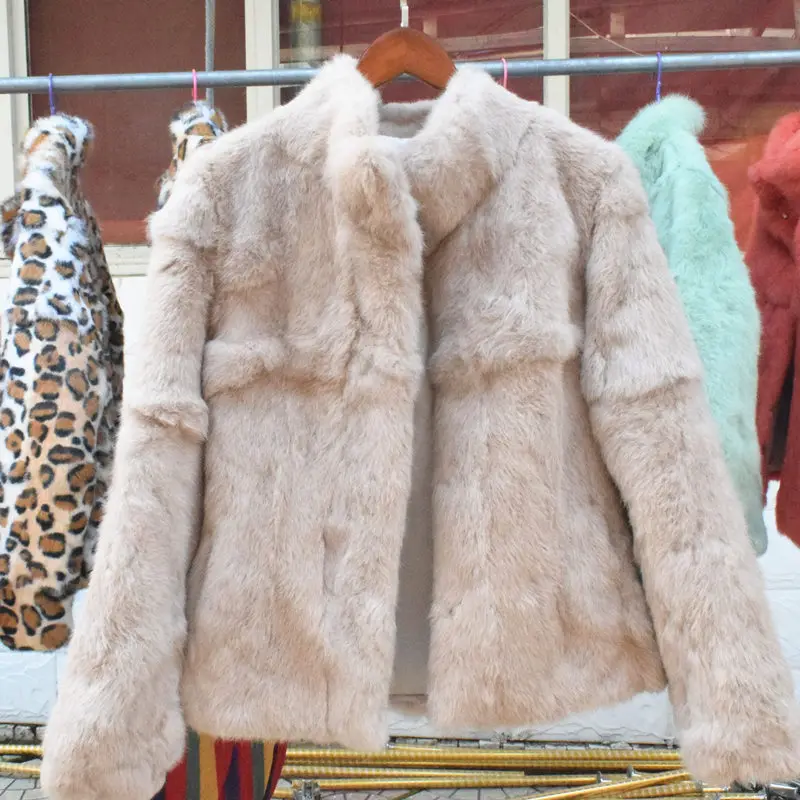 Natural Rabbit Fur Coat Women Winter Jacket Real Leather And Fur Bolero Women's Clothing Female Outerwears With 2025 Black Cold