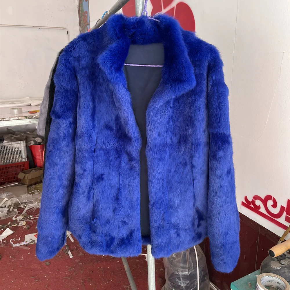 Natural Rabbit Fur Coat Women Winter Jacket Real Leather And Fur Bolero Women's Clothing Female Outerwears With 2025 Black Cold
