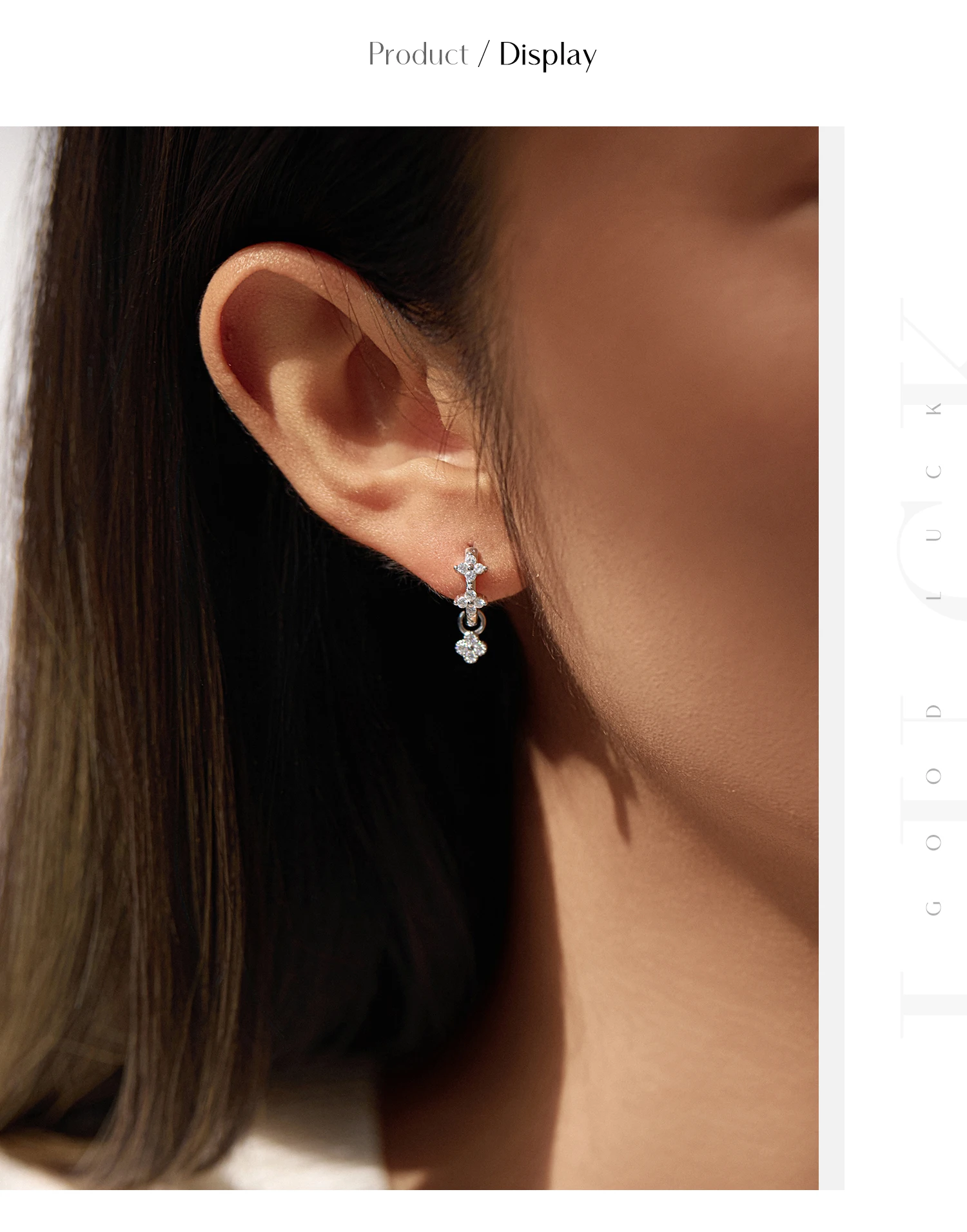 MODIAN Dazzling Moissanite Ear Buckle 925 Sterling Silver Four Leaf Clover Swing Lab Diamond Hoop Earrings For Women Jewelry