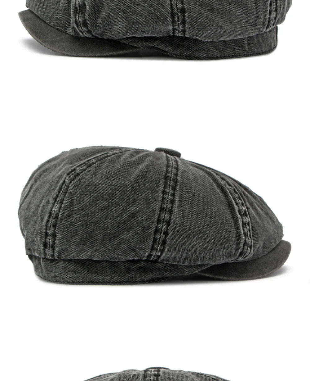 HT5112 Mens Berets Women Retro Washed Cotton Octagonal Beret Hat Male Female Ivy Flat Cap Spring Autumn Adjustable Beret Capens