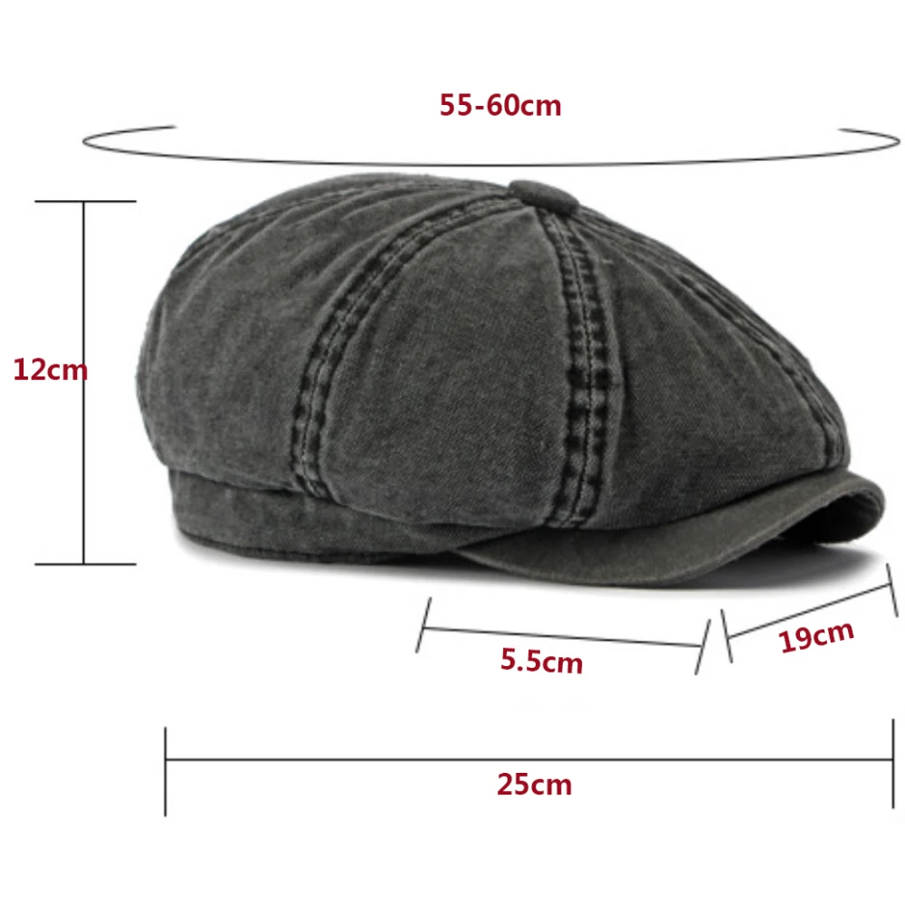 HT5112 Mens Berets Women Retro Washed Cotton Octagonal Beret Hat Male Female Ivy Flat Cap Spring Autumn Adjustable Beret Capens