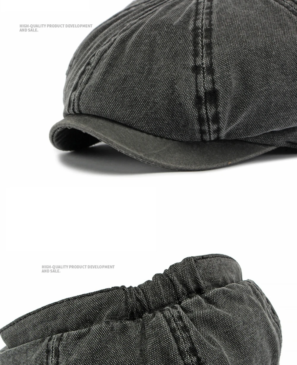 HT5112 Mens Berets Women Retro Washed Cotton Octagonal Beret Hat Male Female Ivy Flat Cap Spring Autumn Adjustable Beret Capens