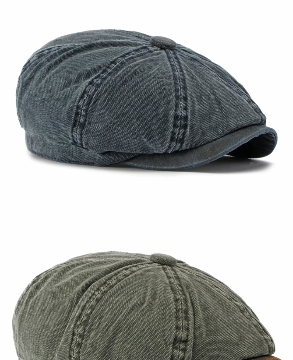 HT5112 Mens Berets Women Retro Washed Cotton Octagonal Beret Hat Male Female Ivy Flat Cap Spring Autumn Adjustable Beret Capens