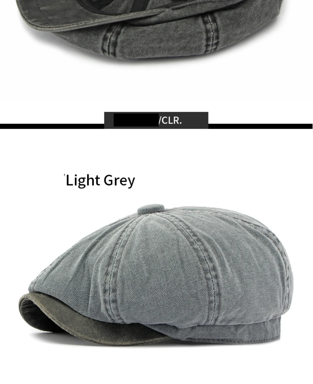 HT5112 Mens Berets Women Retro Washed Cotton Octagonal Beret Hat Male Female Ivy Flat Cap Spring Autumn Adjustable Beret Capens