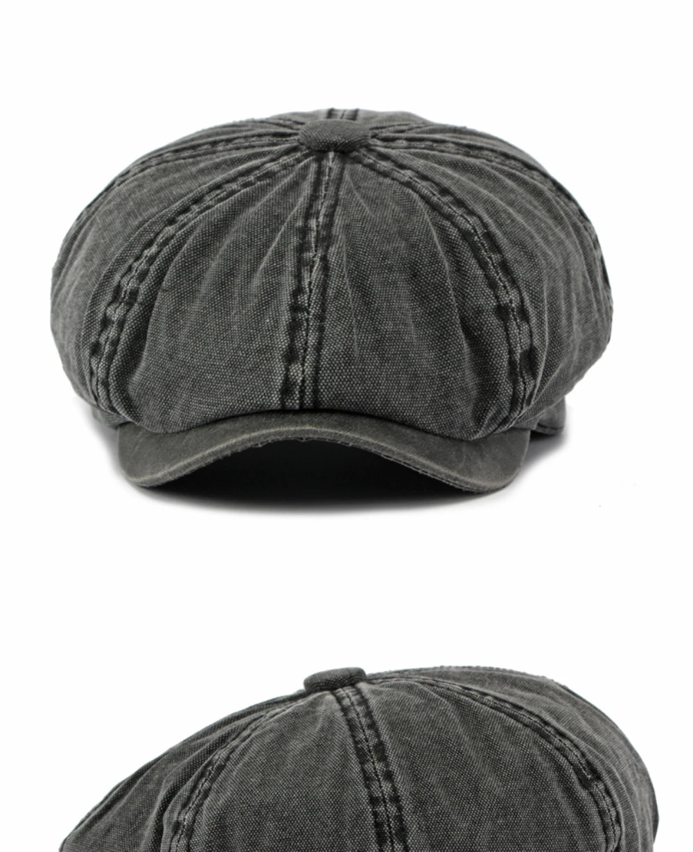 HT5112 Mens Berets Women Retro Washed Cotton Octagonal Beret Hat Male Female Ivy Flat Cap Spring Autumn Adjustable Beret Capens