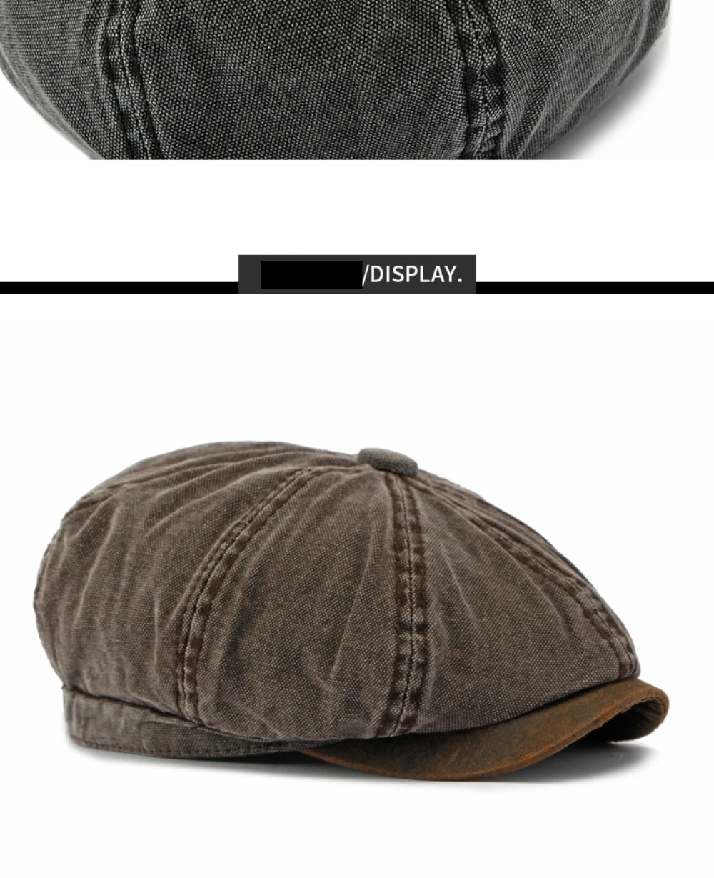 HT5112 Mens Berets Women Retro Washed Cotton Octagonal Beret Hat Male Female Ivy Flat Cap Spring Autumn Adjustable Beret Capens