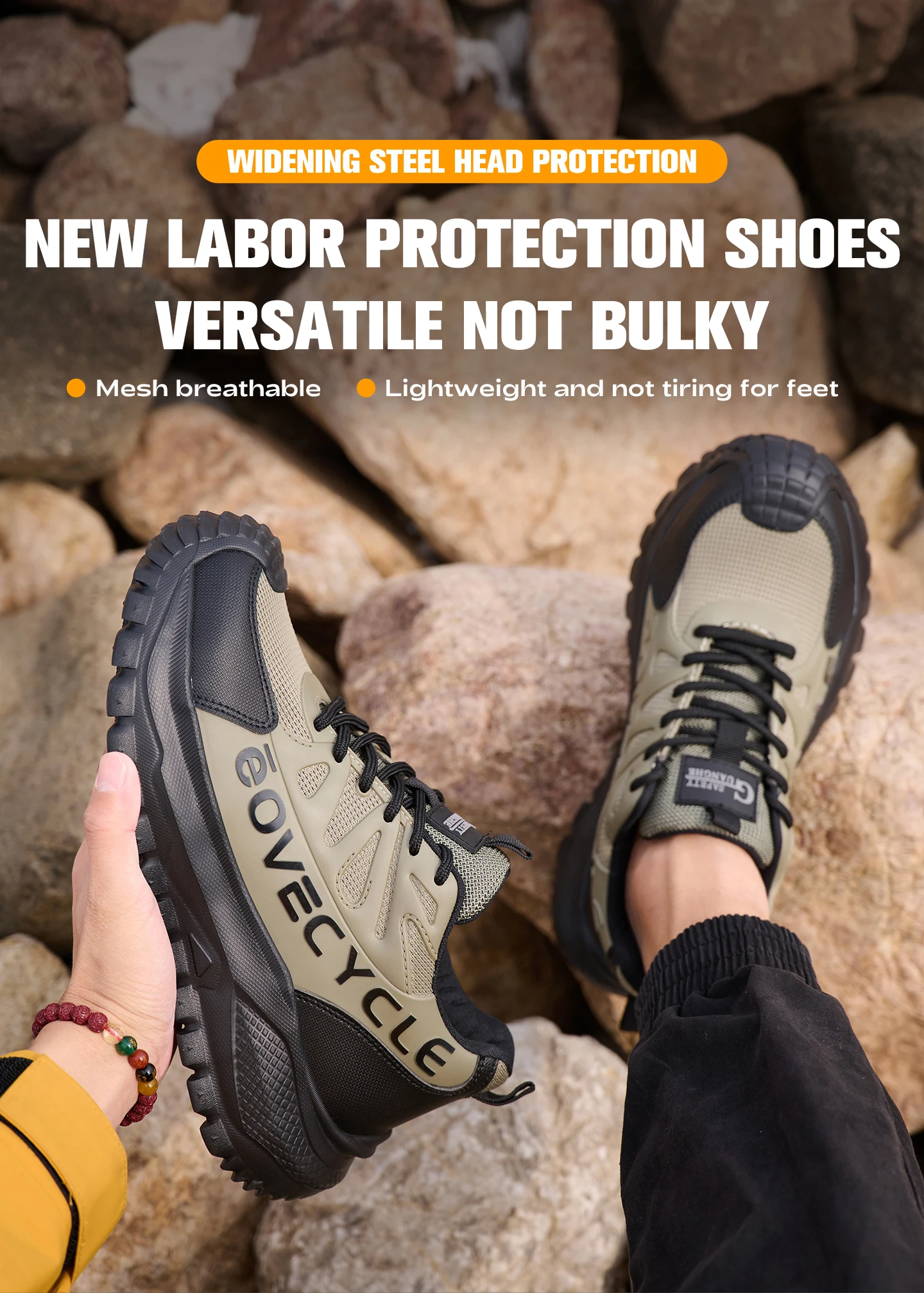 Fashion Work Safety Shoes Men Work Sneakers Anti-smash Anti-Puncture Indestructible Shoes Security Boots Non-slip Men Boots