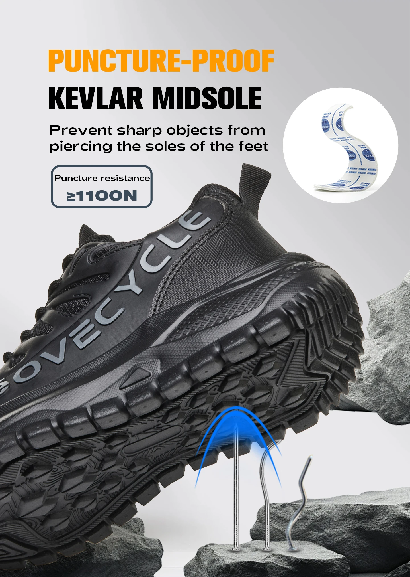 Fashion Work Safety Shoes Men Work Sneakers Anti-smash Anti-Puncture Indestructible Shoes Security Boots Non-slip Men Boots