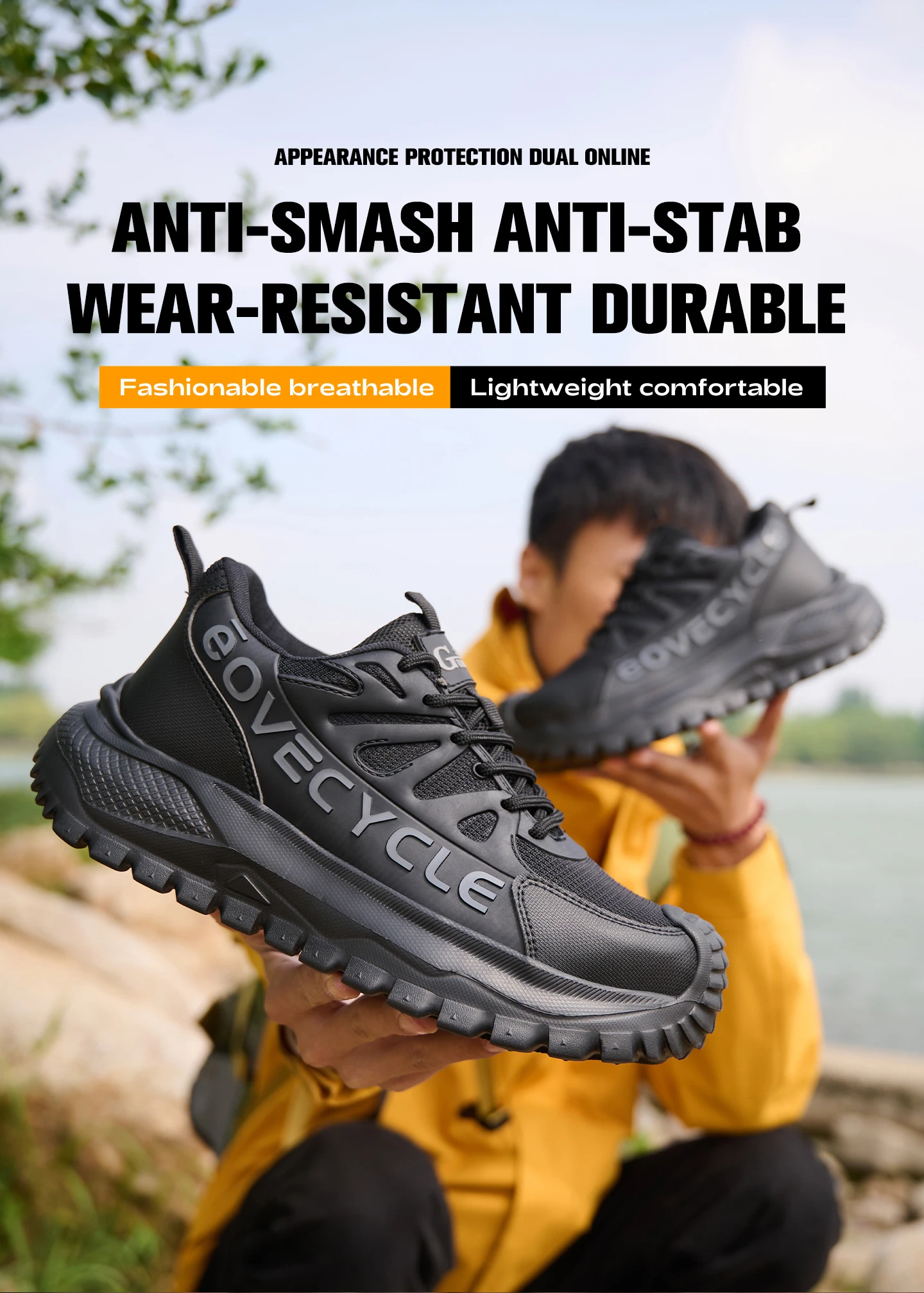 Fashion Work Safety Shoes Men Work Sneakers Anti-smash Anti-Puncture Indestructible Shoes Security Boots Non-slip Men Boots