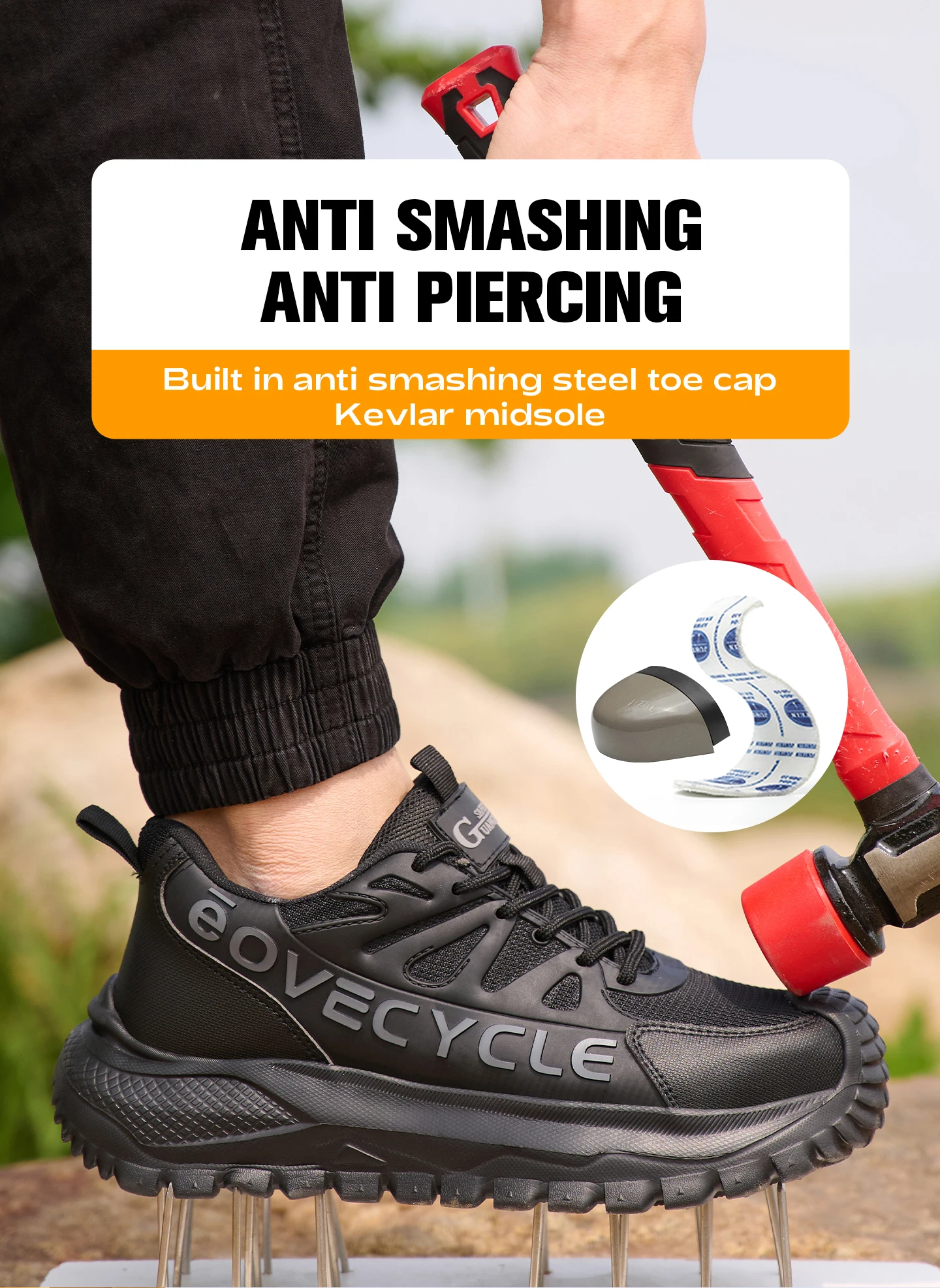Fashion Work Safety Shoes Men Work Sneakers Anti-smash Anti-Puncture Indestructible Shoes Security Boots Non-slip Men Boots