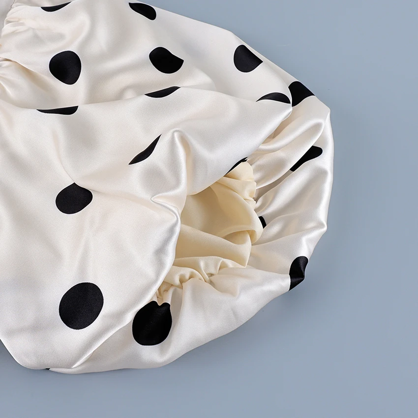 Linad Vintage Polka Dot Puff Sleeve Woman Blouse 2026 Street Chic Ruched O Neck Shirts Female Summer Casual Ruffles Tops Women