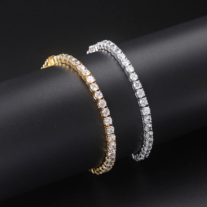 OXTAO Luxury Moissanite Tennis Bracelet 3mm D VVS1 with Certified For Women Men Jewelry Hand Chain Bracelet 14K Gold Filled