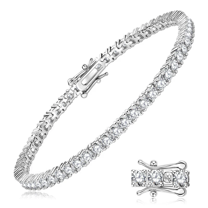 OXTAO Luxury Moissanite Tennis Bracelet 3mm D VVS1 with Certified For Women Men Jewelry Hand Chain Bracelet 14K Gold Filled