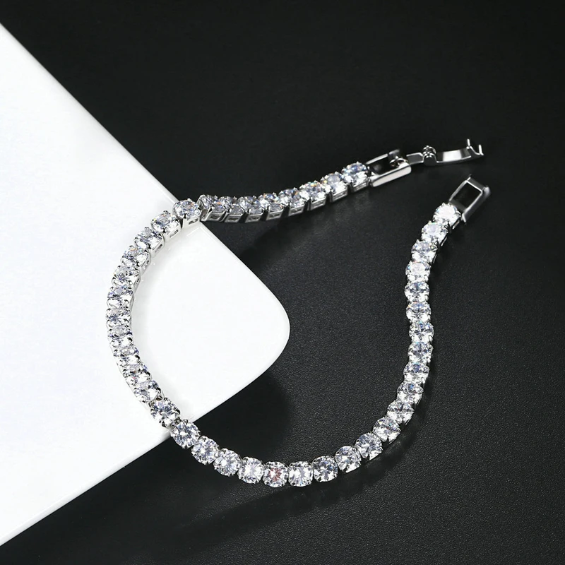 OXTAO Luxury Moissanite Tennis Bracelet 3mm D VVS1 with Certified For Women Men Jewelry Hand Chain Bracelet 14K Gold Filled