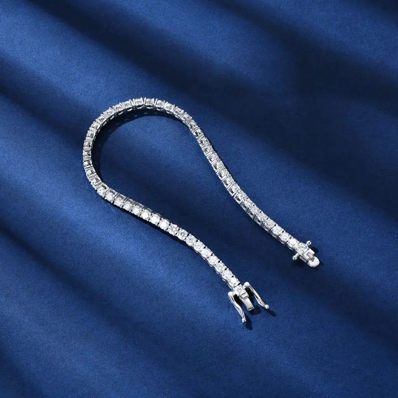 OXTAO Luxury Moissanite Tennis Bracelet 3mm D VVS1 with Certified For Women Men Jewelry Hand Chain Bracelet 14K Gold Filled