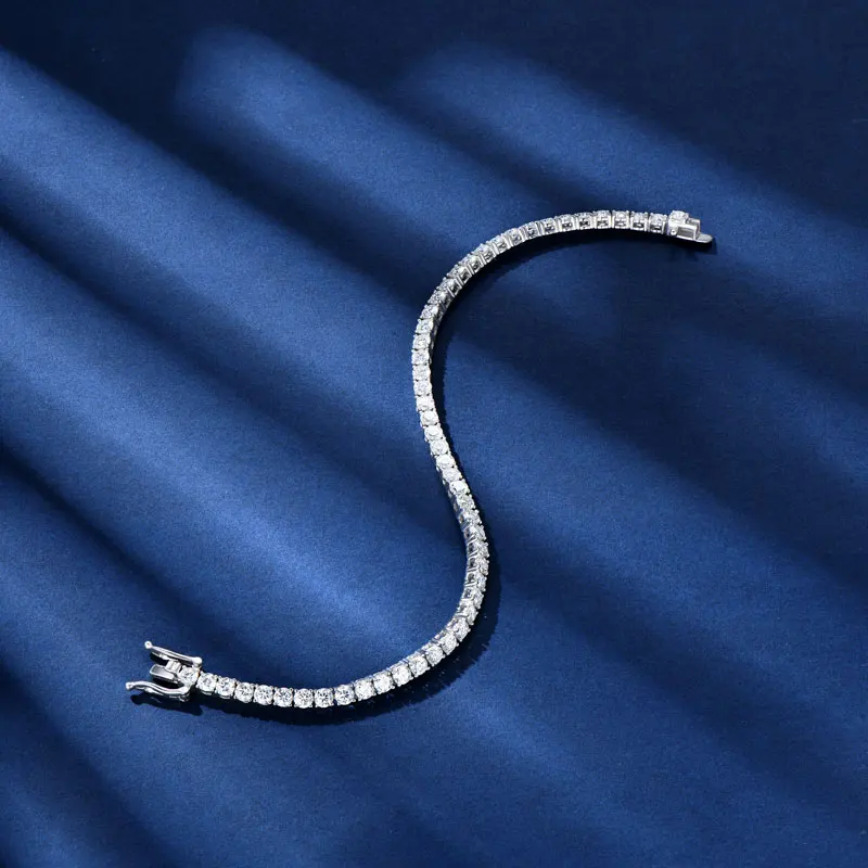 OXTAO Luxury Moissanite Tennis Bracelet 3mm D VVS1 with Certified For Women Men Jewelry Hand Chain Bracelet 14K Gold Filled