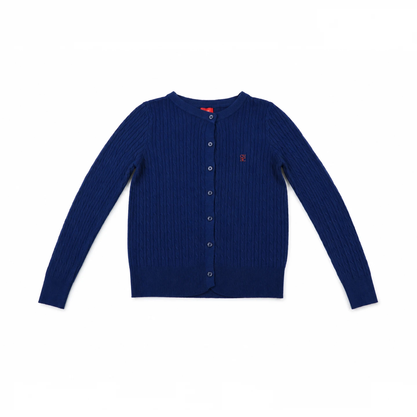 CH Embroidered Cable Knit Cardigan Women Slim Fit Crew Neck Button Front Premium Cotton Casual Daily Tops
