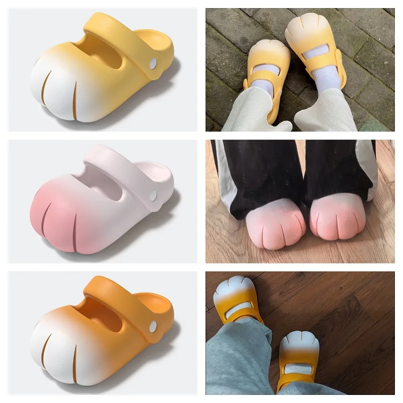 New Cat Paw Mary Jane Shoes Women Adjustable Strap EVA Non-Slip Slipper Woman Gradient Kitten Claw Sandals Garden Mules Clogs