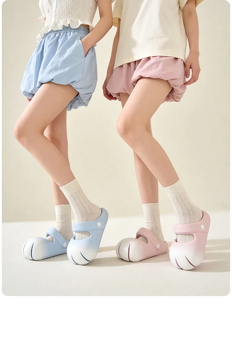 New Cat Paw Mary Jane Shoes Women Adjustable Strap EVA Non-Slip Slipper Woman Gradient Kitten Claw Sandals Garden Mules Clogs