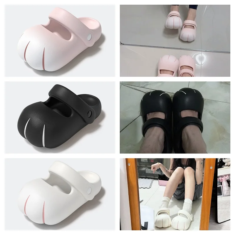 New Cat Paw Mary Jane Shoes Women Adjustable Strap EVA Non-Slip Slipper Woman Gradient Kitten Claw Sandals Garden Mules Clogs