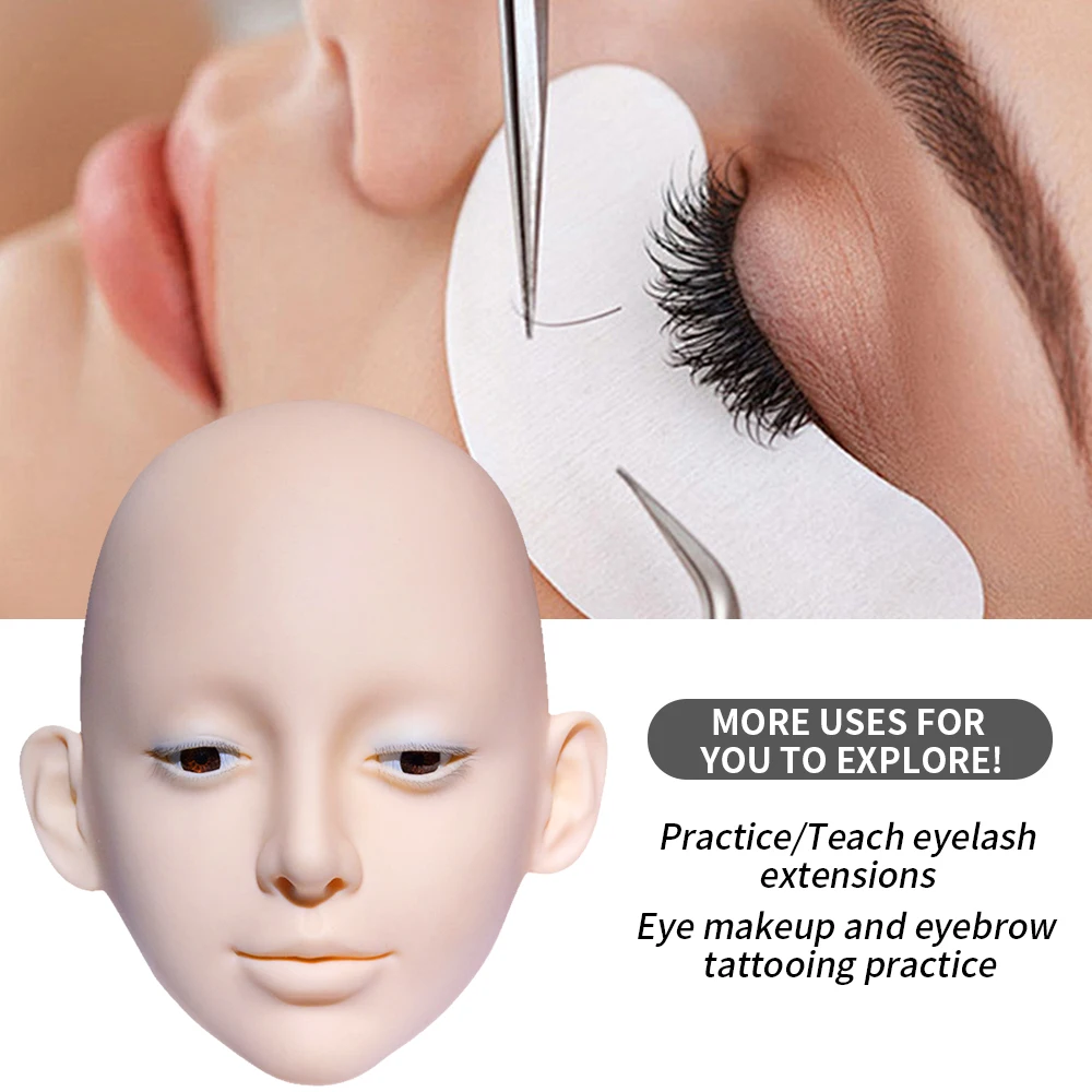 Mannequin Head Model Practice False Eyelash GraftingTraining Mannequin Head Can Open Eyelids With False Lashes Reusable