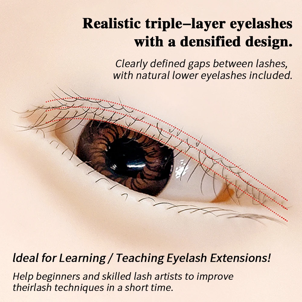 Mannequin Head Model Practice False Eyelash GraftingTraining Mannequin Head Can Open Eyelids With False Lashes Reusable