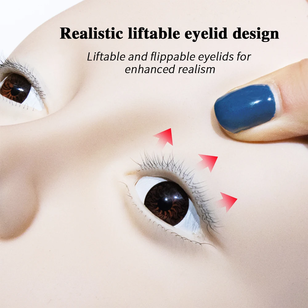 Mannequin Head Model Practice False Eyelash GraftingTraining Mannequin Head Can Open Eyelids With False Lashes Reusable