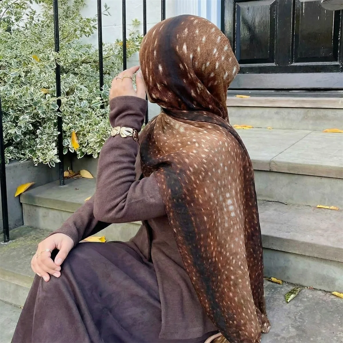 Deer Spot Print Muslim Hijab Scarf Soft Lightweight Bandana Headscarf Wrap Islamic Prayer Shawl Daily Neck Scarf Accessory
