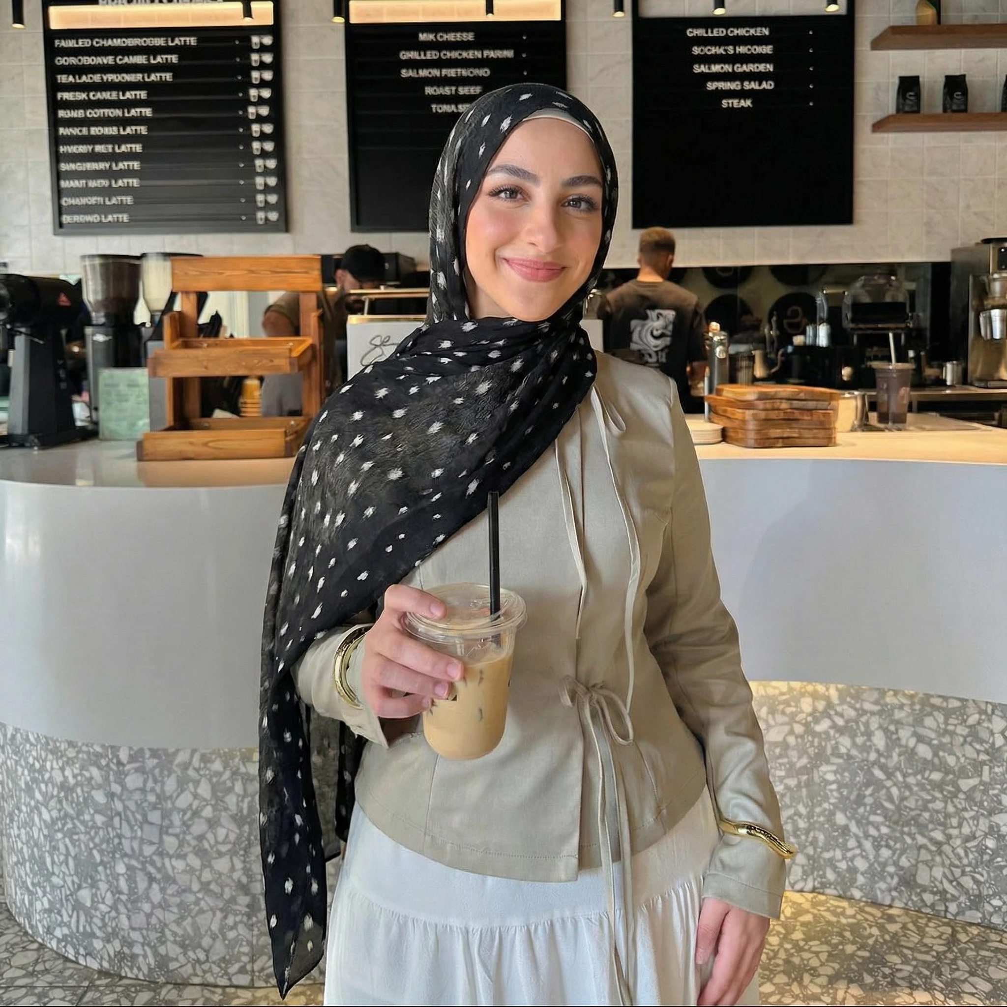 Deer Spot Print Muslim Hijab Scarf Soft Lightweight Bandana Headscarf Wrap Islamic Prayer Shawl Daily Neck Scarf Accessory