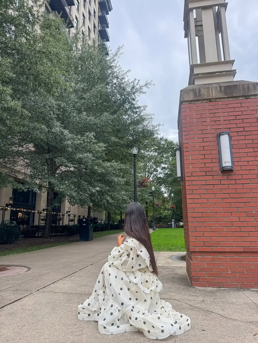 Polka Dot Maxi Dress Stand Collar Puff Sleeves See Through Ruffle Chic Vacation Party for Women