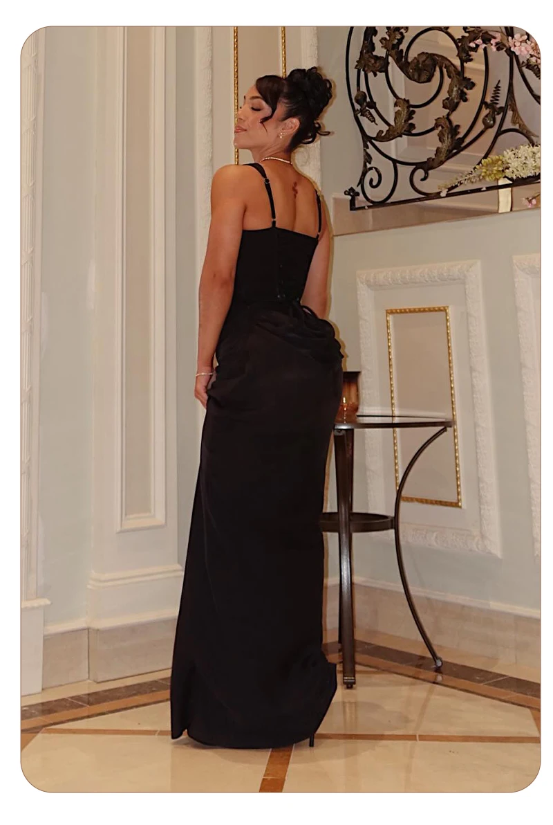 VC Elegant Yellow Bodycon Maxi Dress For Women Square Neck Sleeveless Lace-up Corset Waist Slim Fit Evening Party Long Dresses