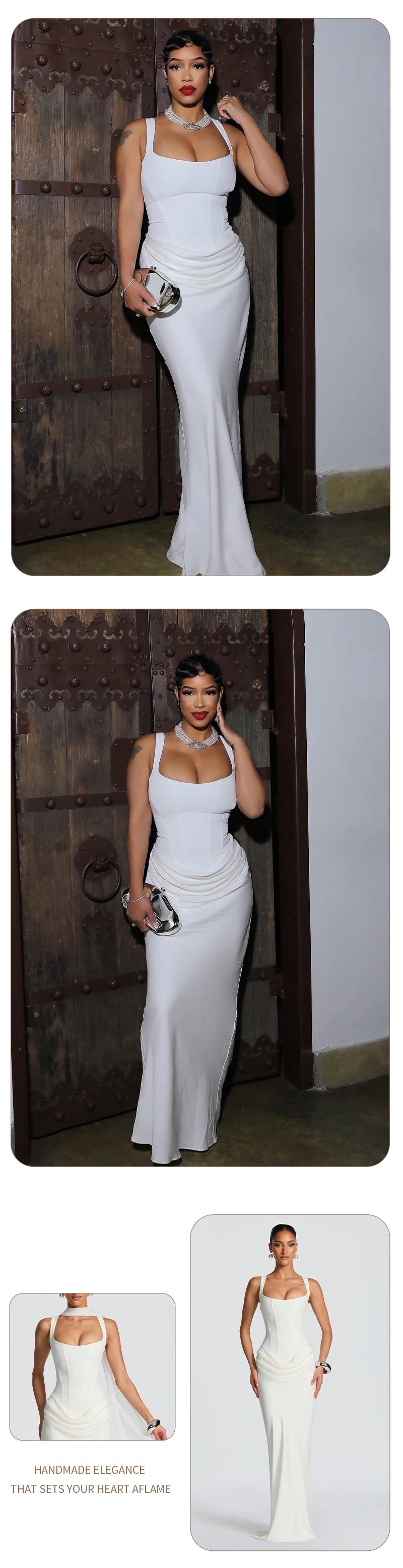 VC Elegant Yellow Bodycon Maxi Dress For Women Square Neck Sleeveless Lace-up Corset Waist Slim Fit Evening Party Long Dresses