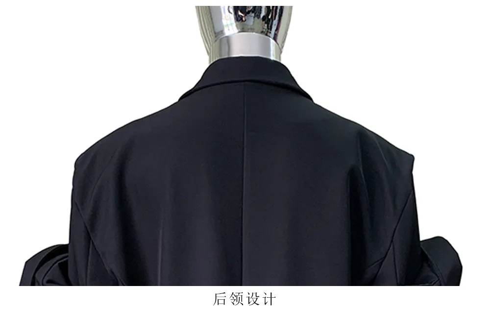 Nerazzurri Spring Autumn Black Oversized Blazers for Men Shoulder Pads Single Breasted Punk Style Fake 2 Piece Menswear Clothes