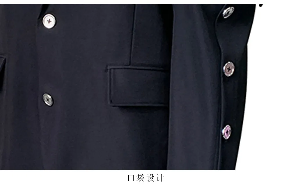 Nerazzurri Spring Autumn Black Oversized Blazers for Men Shoulder Pads Single Breasted Punk Style Fake 2 Piece Menswear Clothes