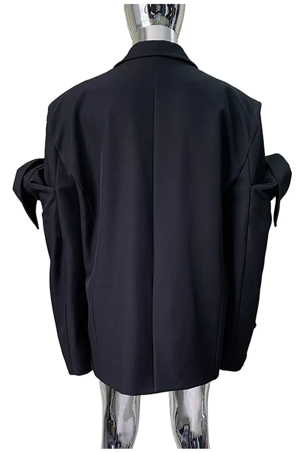 Nerazzurri Spring Autumn Black Oversized Blazers for Men Shoulder Pads Single Breasted Punk Style Fake 2 Piece Menswear Clothes