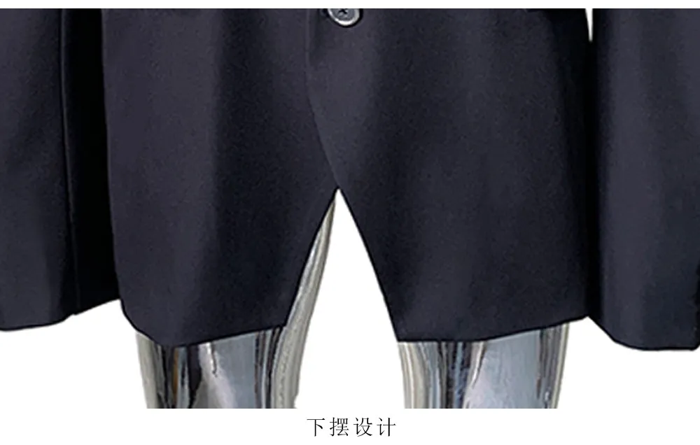Nerazzurri Spring Autumn Black Oversized Blazers for Men Shoulder Pads Single Breasted Punk Style Fake 2 Piece Menswear Clothes